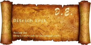 Ditrich Erik névjegykártya